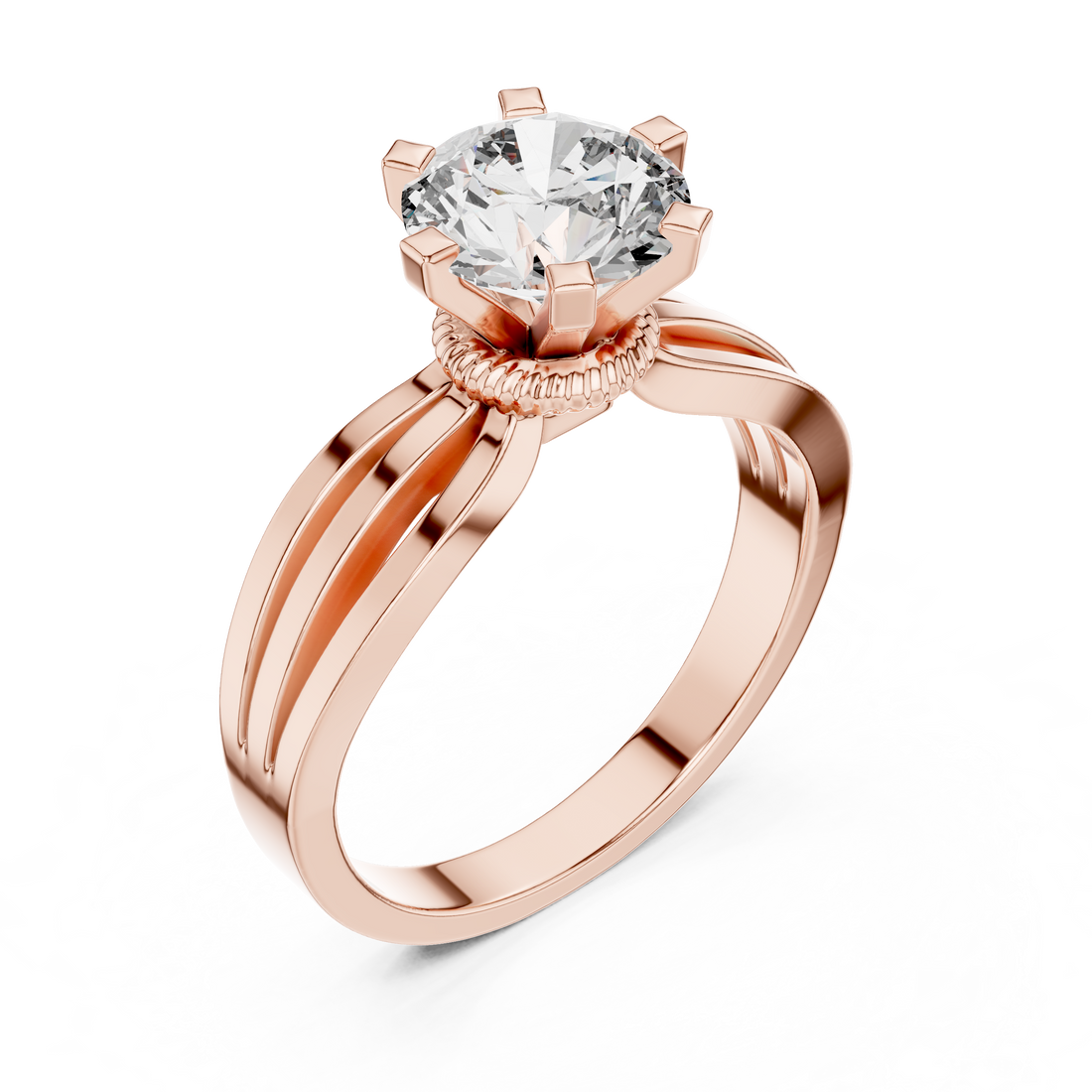 Crown Glory 1-Ct Round Diamond Ring in in 14-KT White Gold