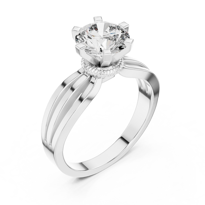 Crown Glory 1-Ct Round Diamond Ring in in 14-KT White Gold