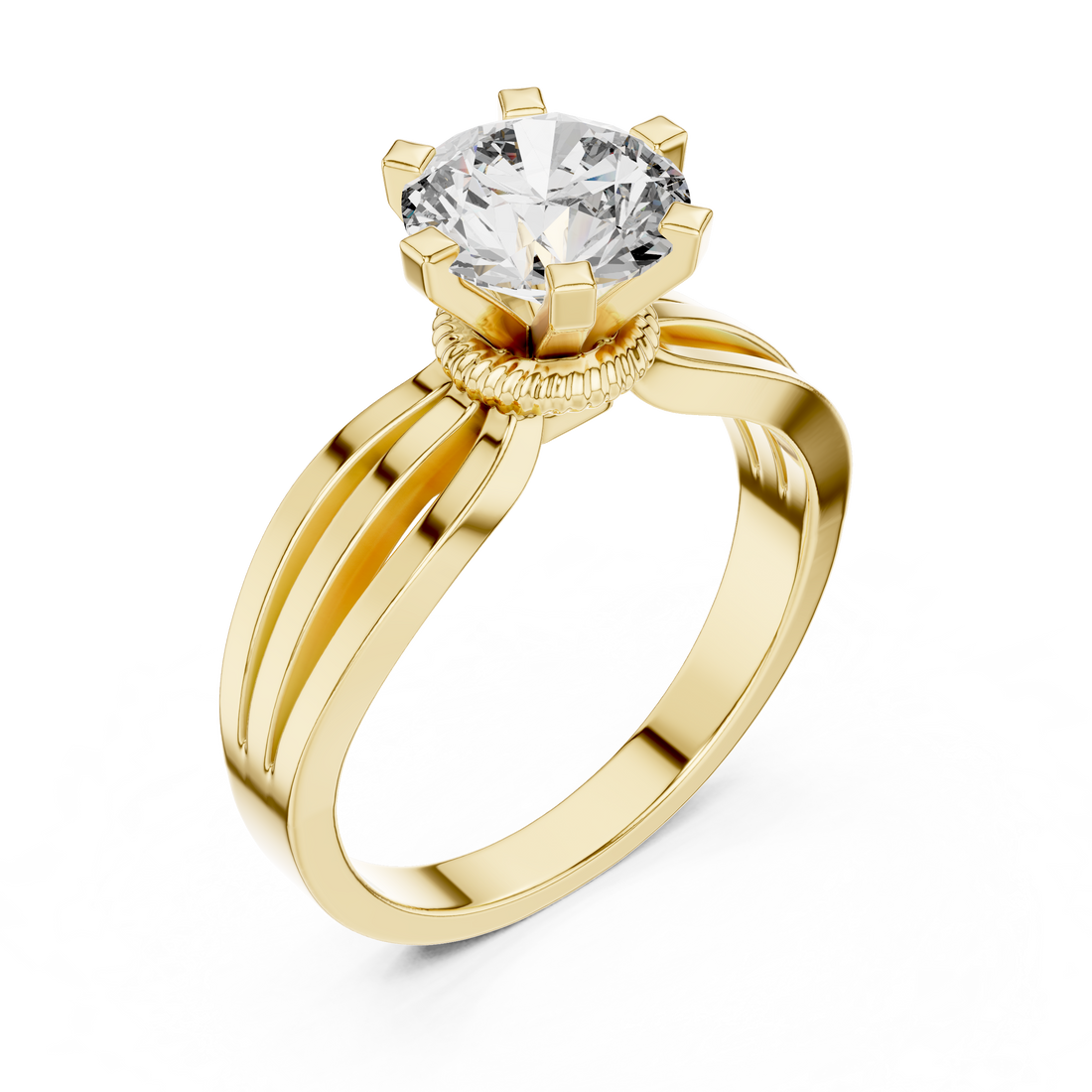 Crown Glory 1-Ct Round Diamond Ring in in 14-KT White Gold