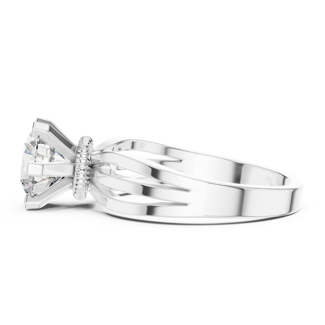 Crown Glory 1-Ct Round Diamond Ring in in 14-KT White Gold