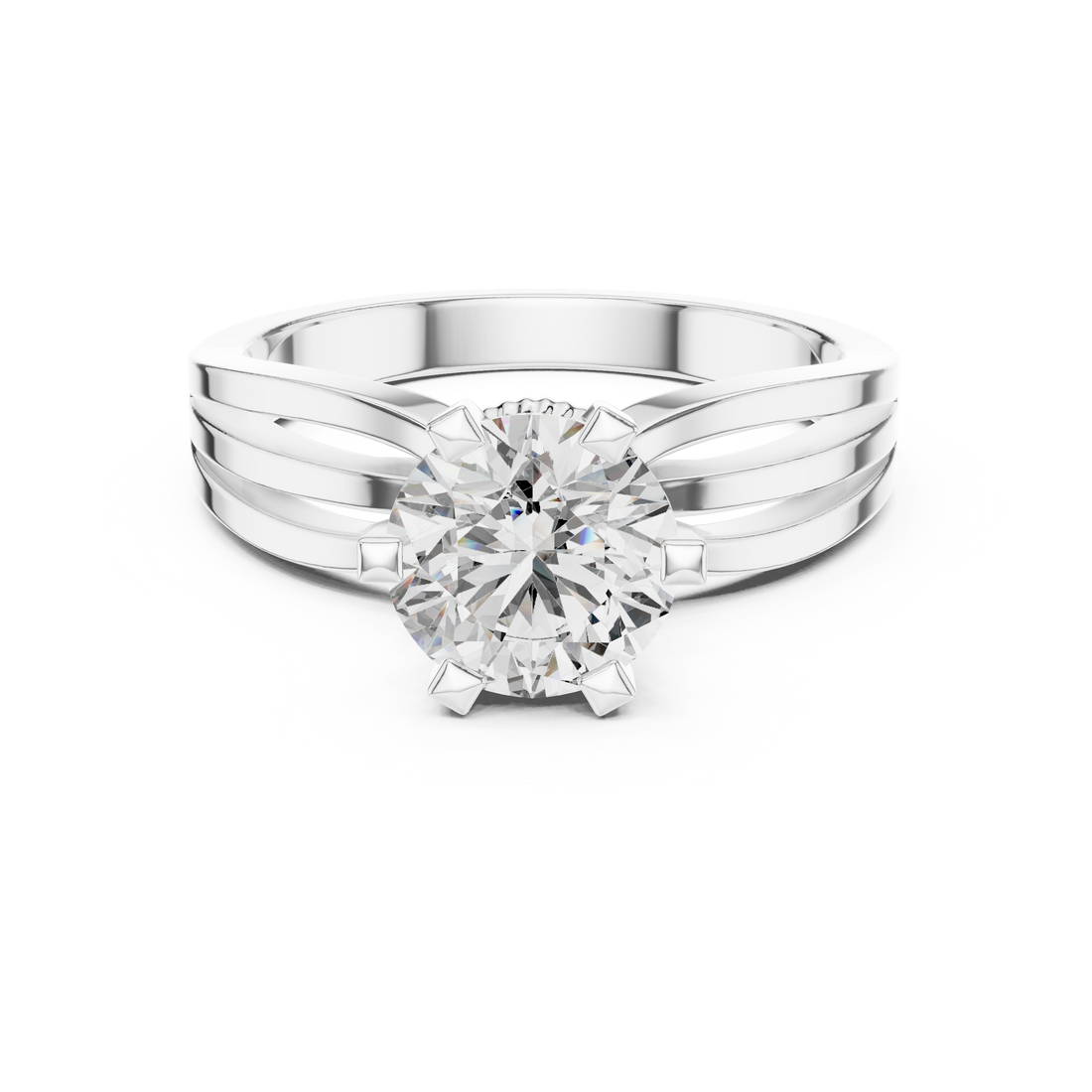 Crown Glory 1-Ct Round Diamond Ring in in 14-KT White Gold
