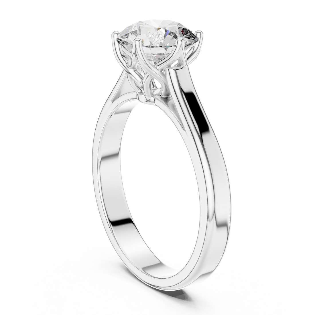 Classic Six-Prong Solitaire 1-Ct Round Diamond Ring in 14-KT White Gold