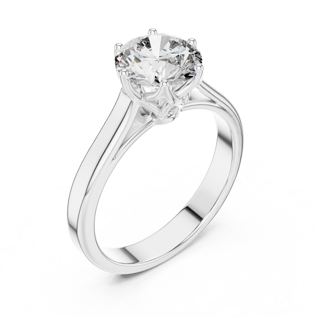 Classic Six-Prong Solitaire 1-Ct Round Diamond Ring in 14-KT White Gold