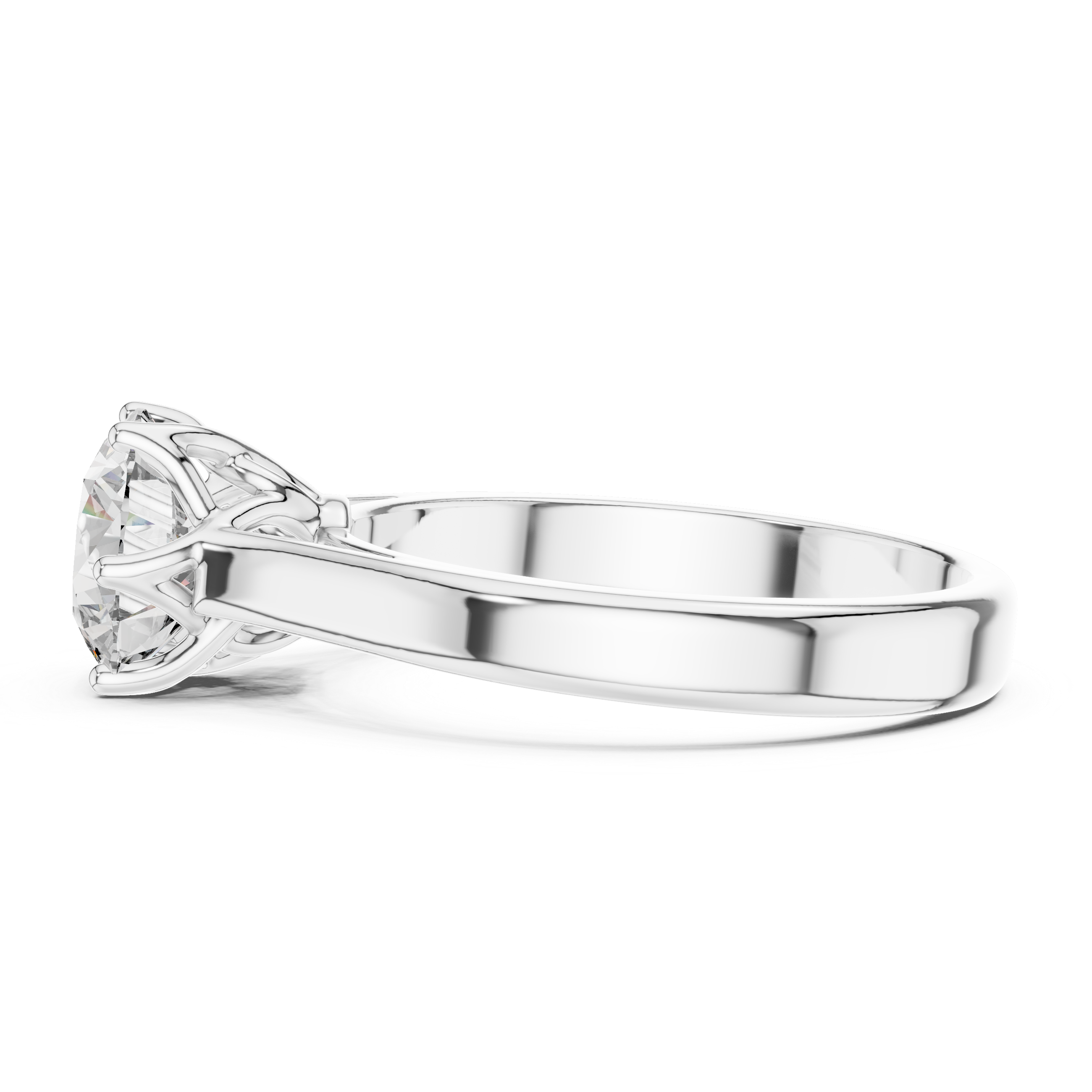 Silver ring with a diamond on a white background