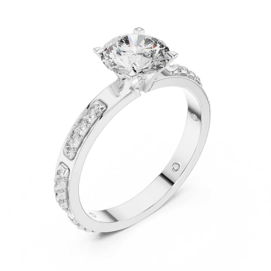 Starlight Crest 1-Ct Round Diamond Ring in 14-KT White Gold