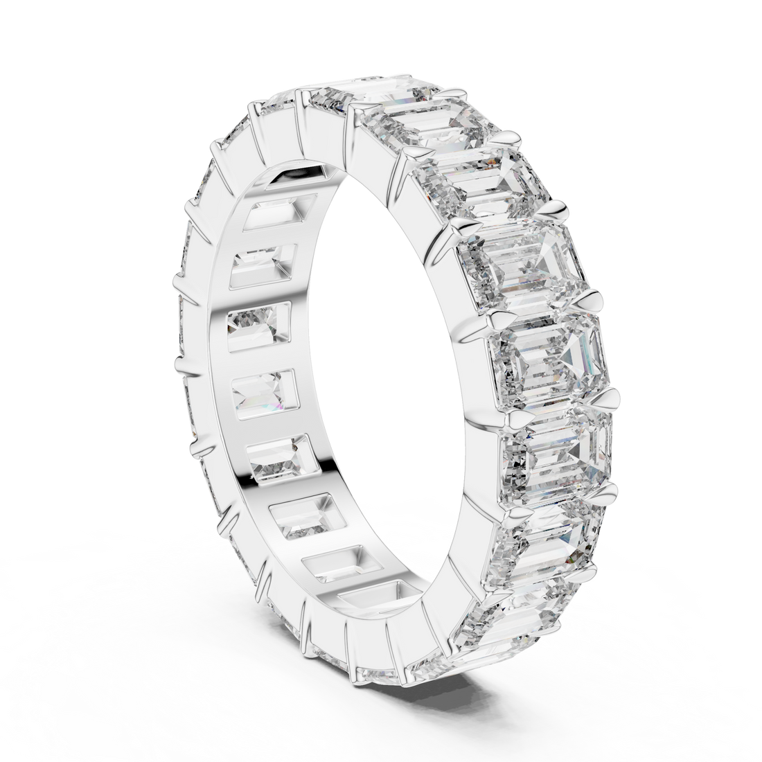 Emerald-Cut 0.25-Ct Diamond Eternity Ring in 14-KT White Gold