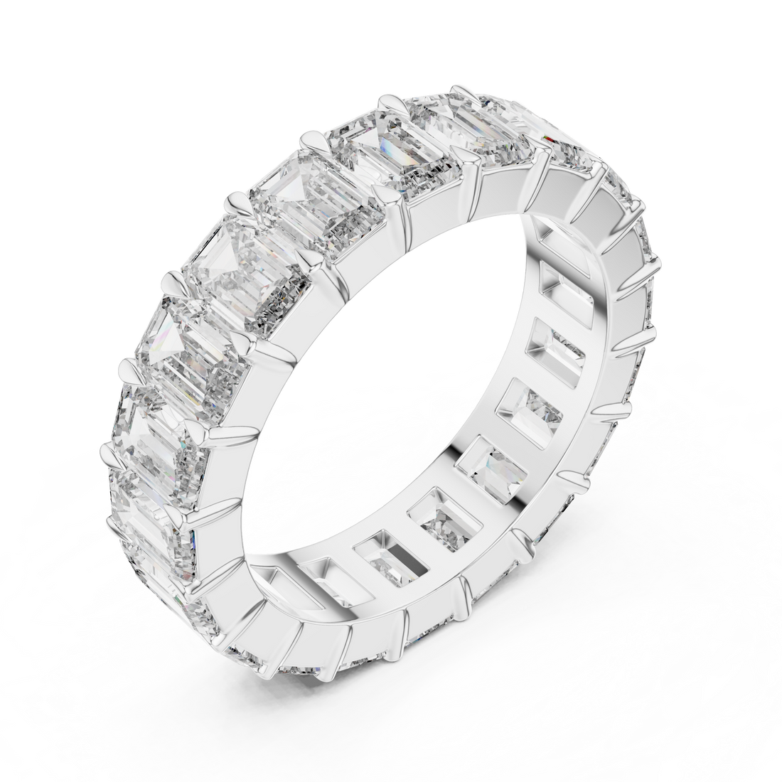 Emerald-Cut 0.25-Ct Diamond Eternity Ring in 14-KT White Gold