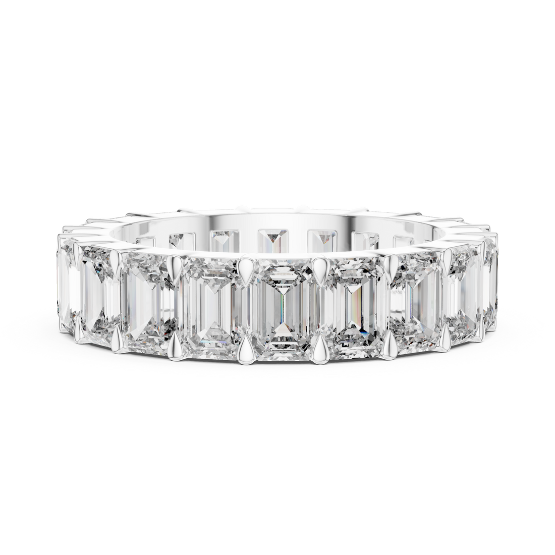 Emerald-Cut 0.25-Ct Diamond Eternity Ring in 14-KT White Gold