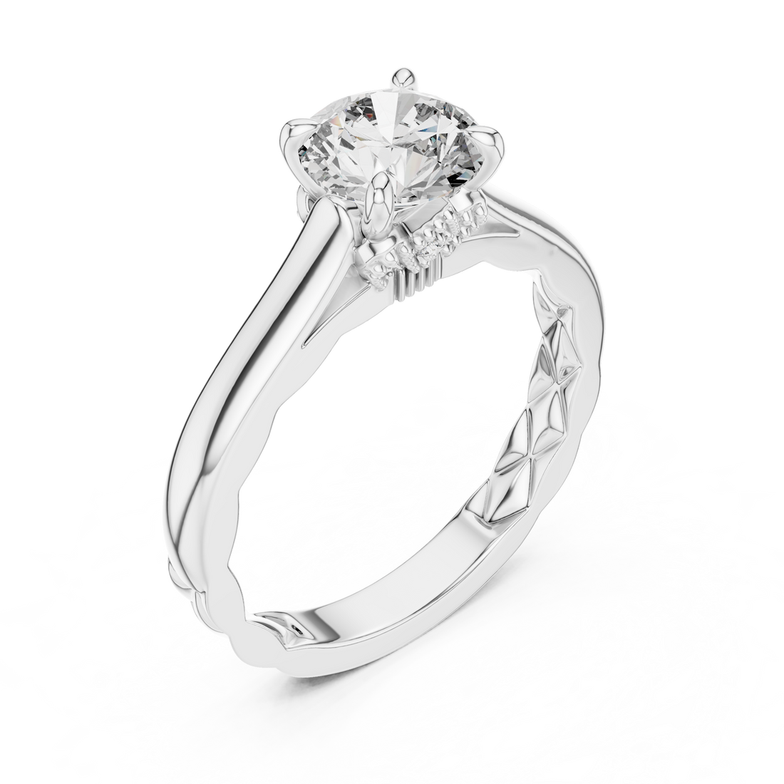 Twist Crown Solitaire 1-Ct Diamond Ring in 14-KT White Gold