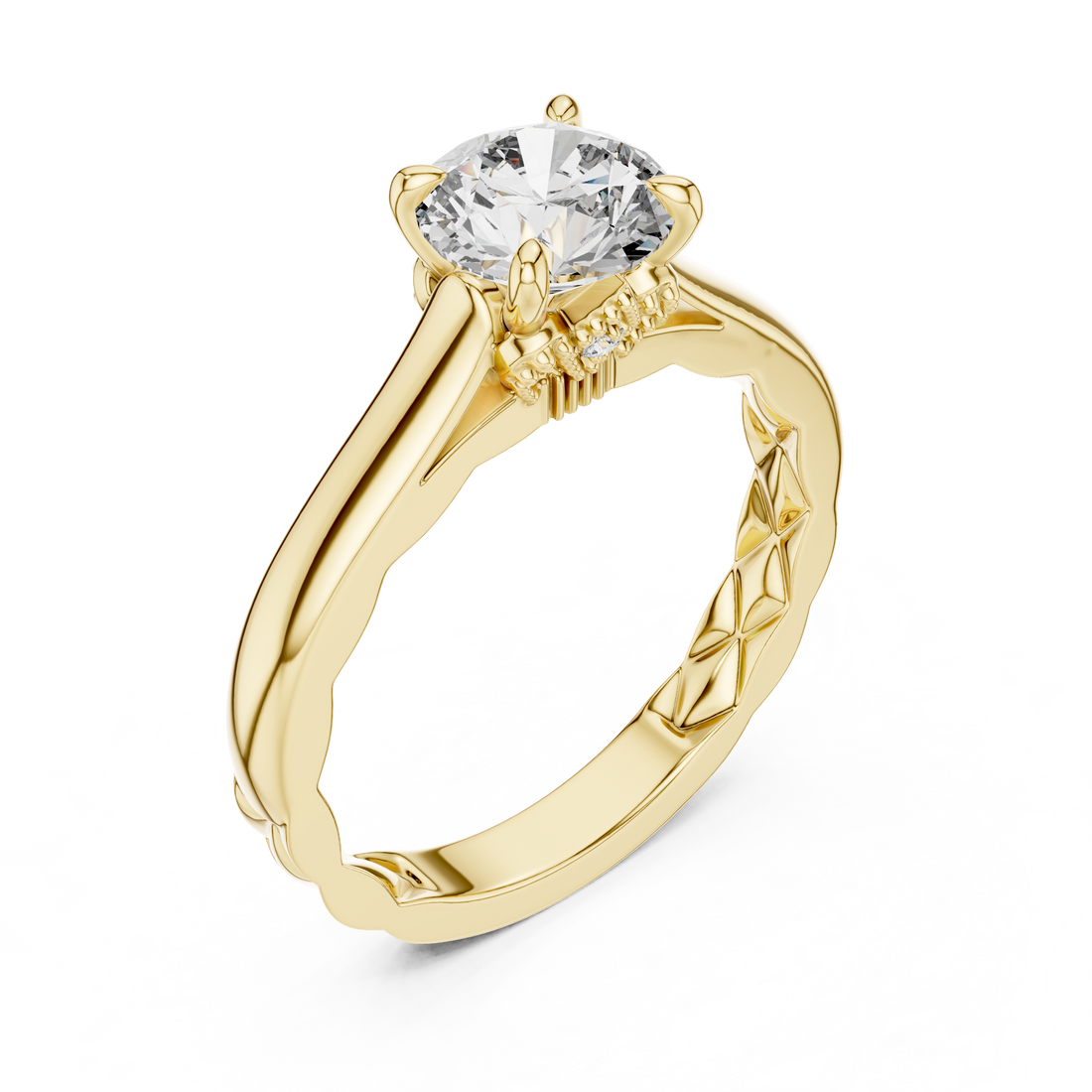 Twist Crown Solitaire 1-Ct Diamond Ring in 14-KT White Gold