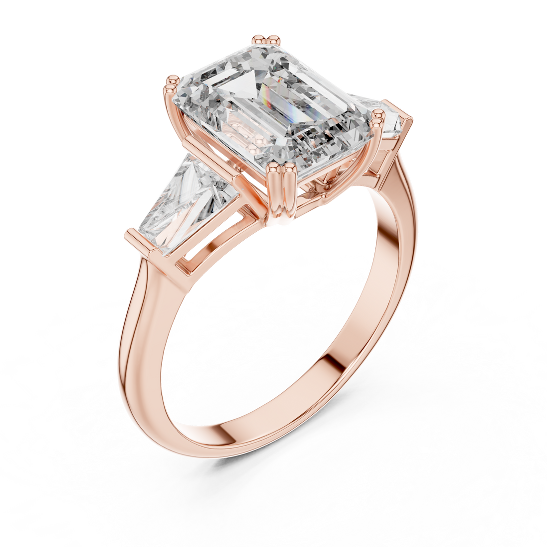 Classic Three-Stone 2.75-Ct Emerald-cut Diamond Ring in 14-KT White Gold