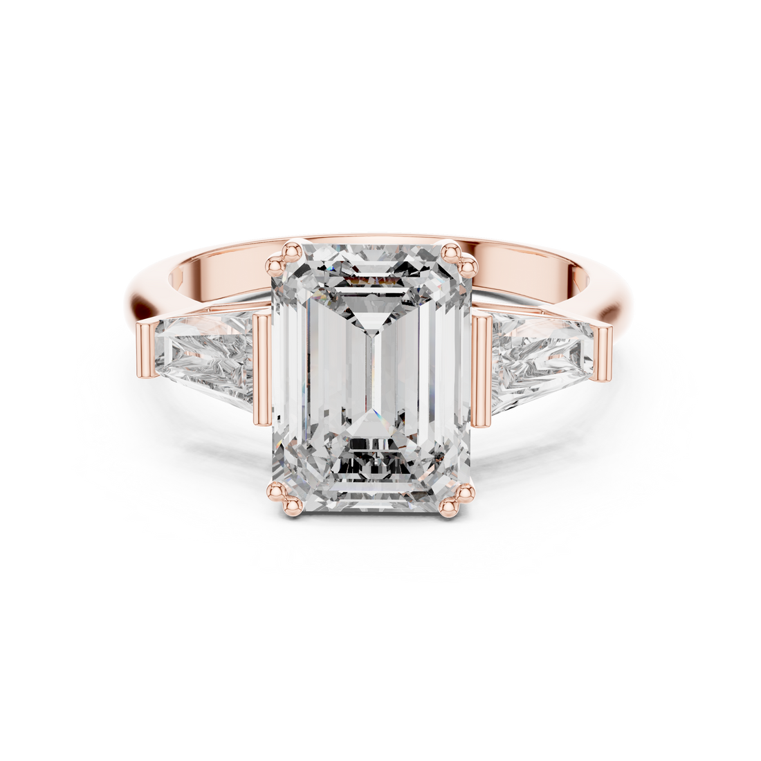 Classic Three-Stone 2.75-Ct Emerald-cut Diamond Ring in 14-KT White Gold