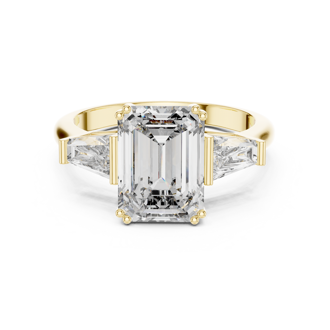 Classic Three-Stone 2.75-Ct Emerald-cut Diamond Ring in 14-KT White Gold