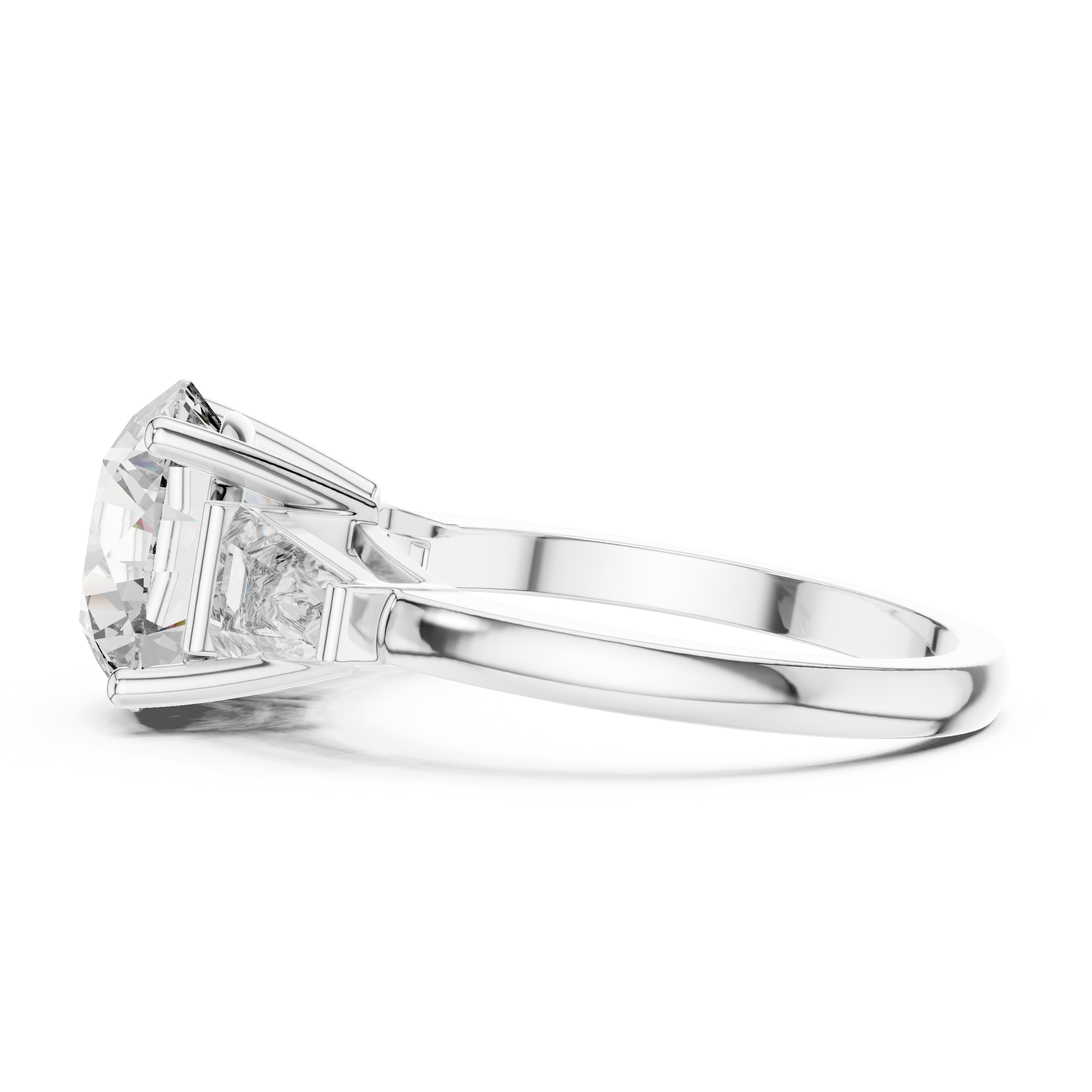 Diamond ring with a clear gemstone on a white background