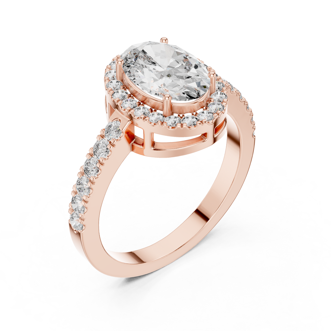1-Ct Oval-Cut  Diamond Ring with Baguette Side Stones in 14-KT White Gold