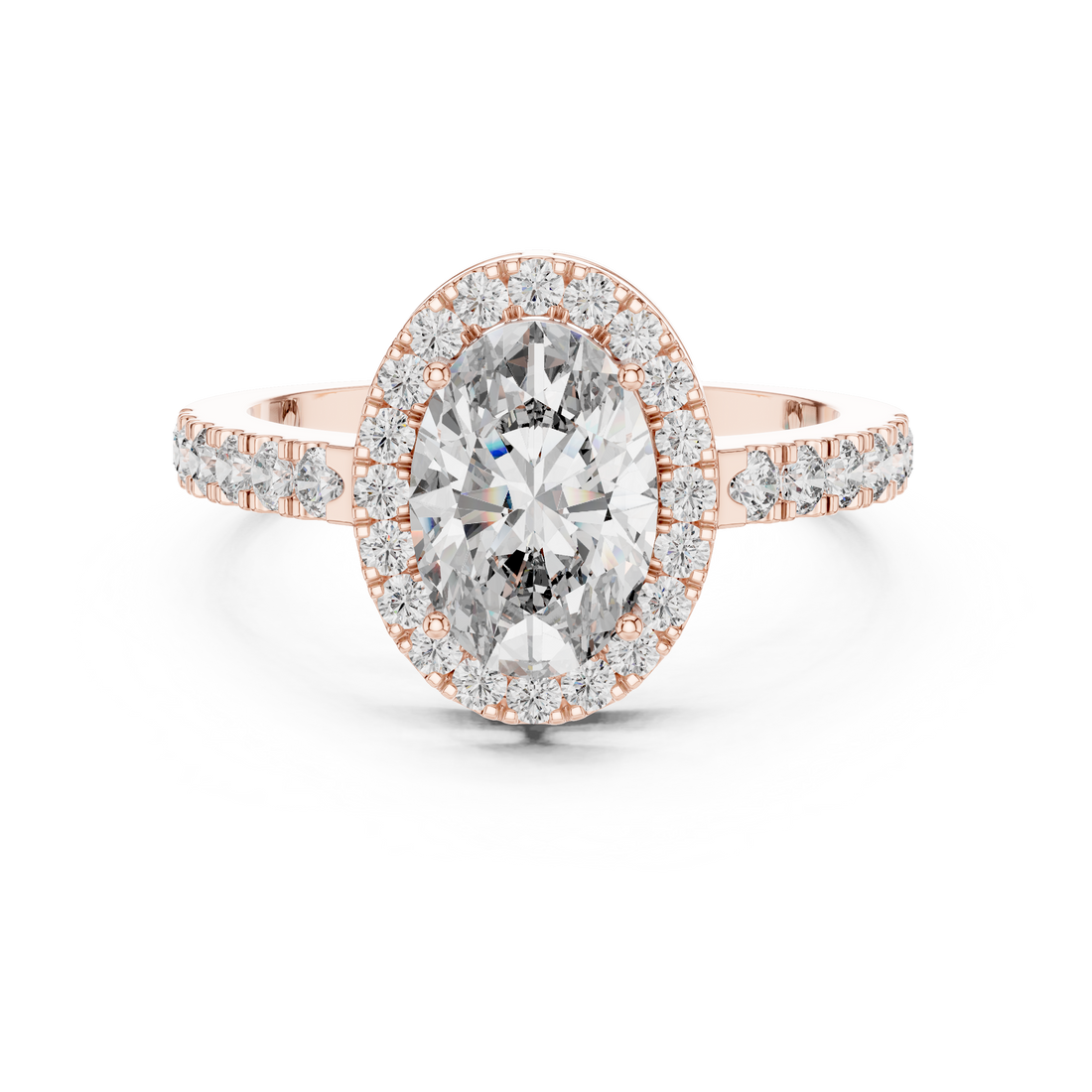 1-Ct Oval-Cut  Diamond Ring with Baguette Side Stones in 14-KT White Gold