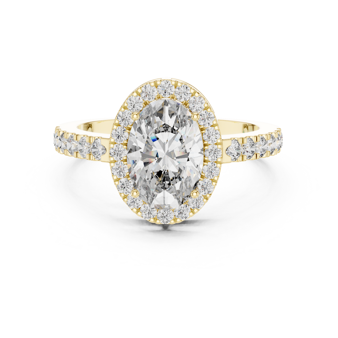 1-Ct Oval-Cut  Diamond Ring with Baguette Side Stones in 14-KT White Gold