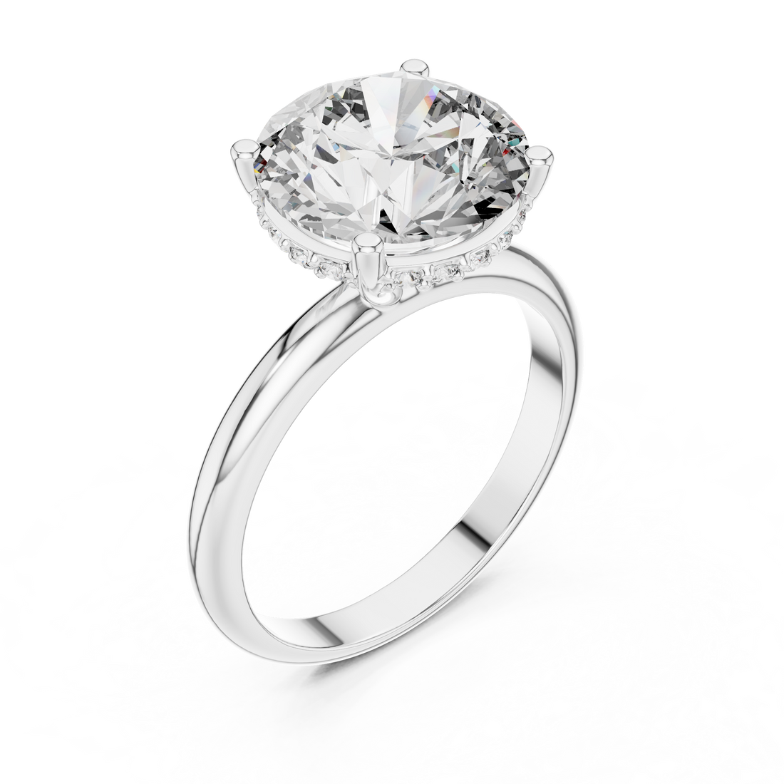 Serenity Shine Solitaire 4-Ct. Round Diamond Ring in 14-KT White Gold