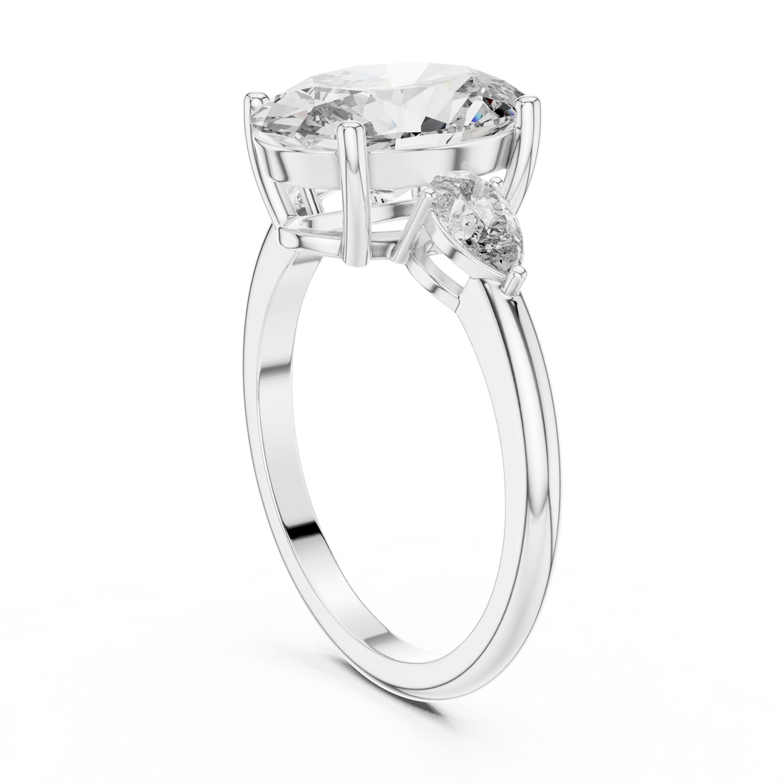 2.75-Ct Oval-Cut Diamond Three-Stone Ring in 14-KT White Gold