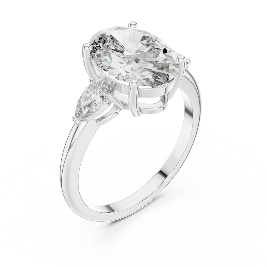 2.75-Ct Oval-Cut Diamond Three-Stone Ring in 14-KT White Gold