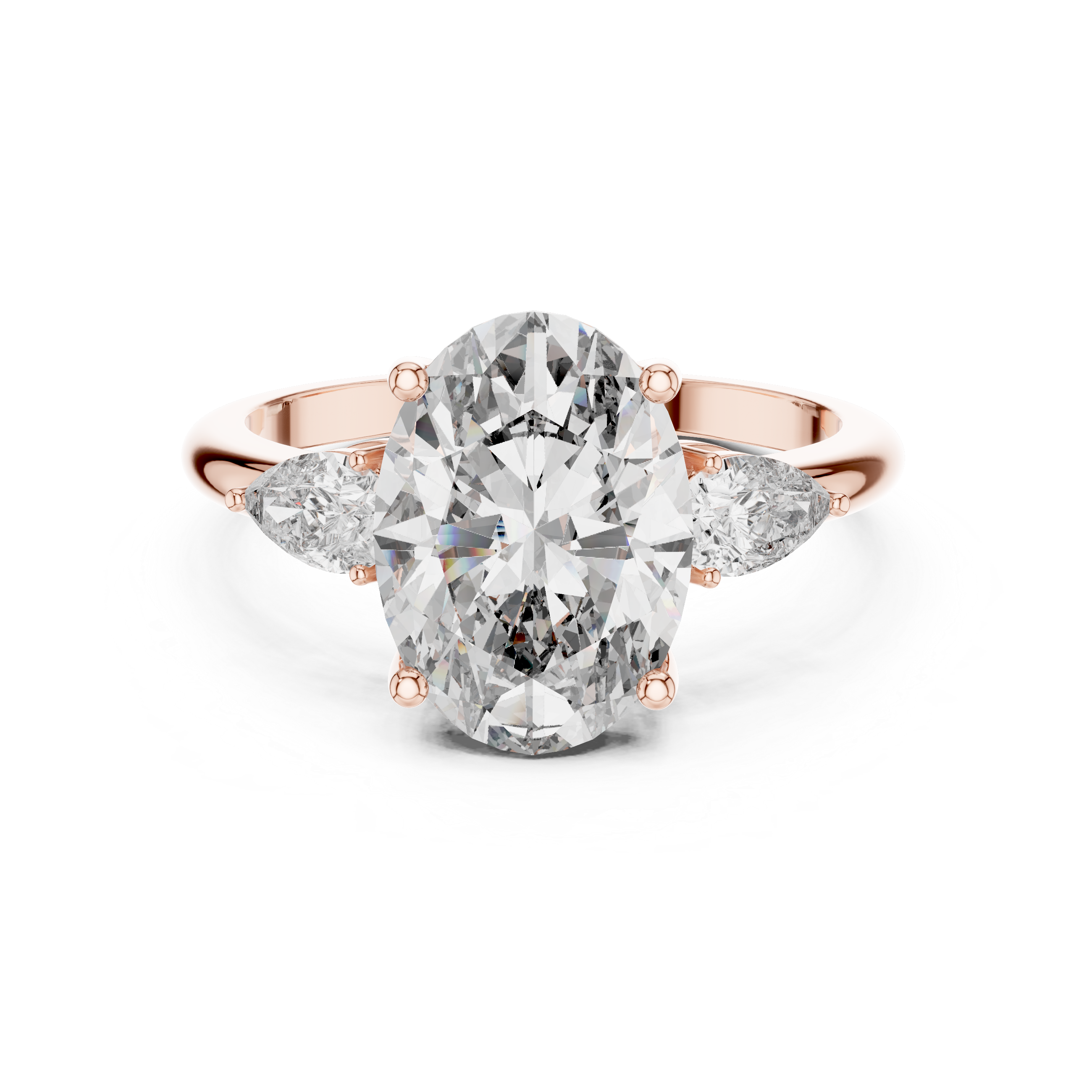 2.75-Ct Oval-Cut Diamond Three-Stone Ring in 14-KT White Gold