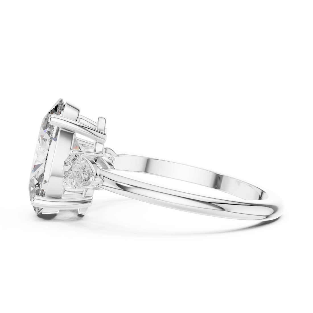 2.75-Ct Oval-Cut Diamond Three-Stone Ring in 14-KT White Gold
