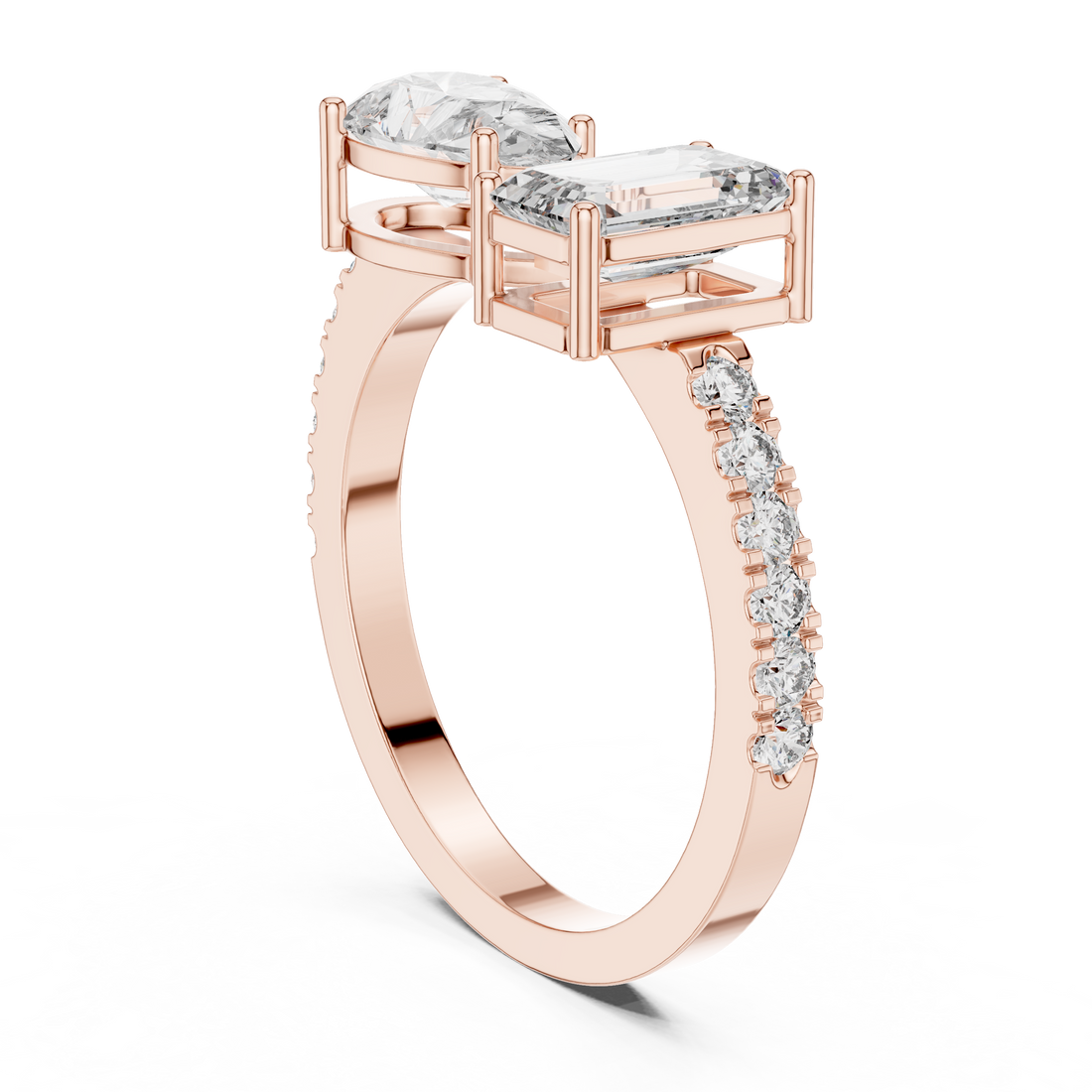The Dual Flame: 1-Ct Pear & Emerald Diamond Ring