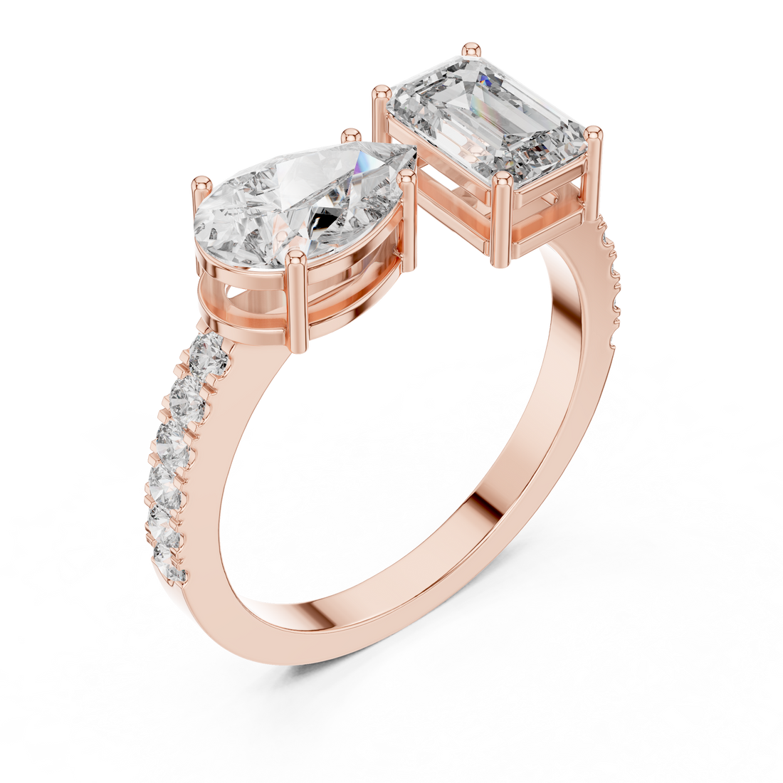The Dual Flame: 1-Ct Pear & Emerald Diamond Ring