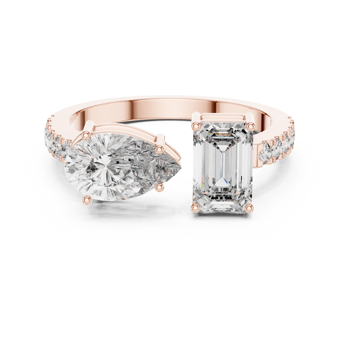 The Dual Flame: 1-Ct Pear & Emerald Diamond Ring