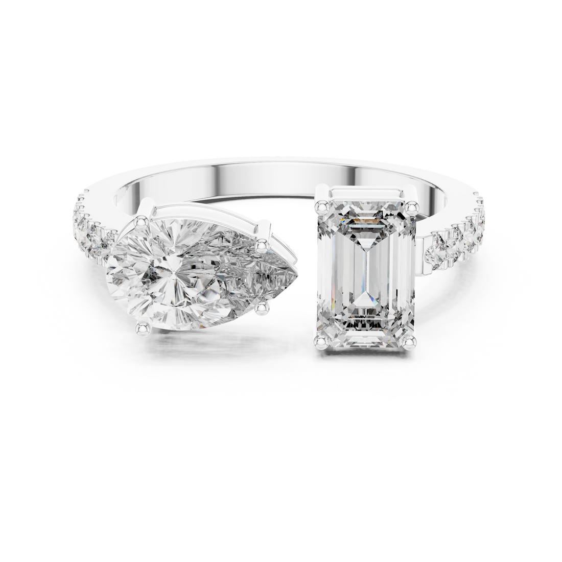 The Dual Flame: 1-Ct Pear & Emerald Diamond Ring
