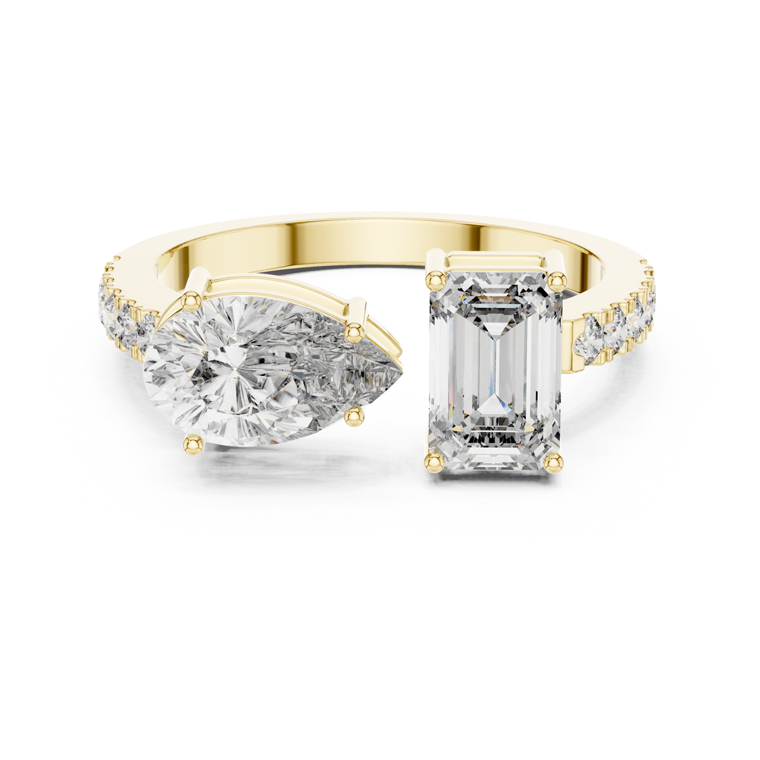 The Dual Flame: 1-Ct Pear & Emerald Diamond Ring