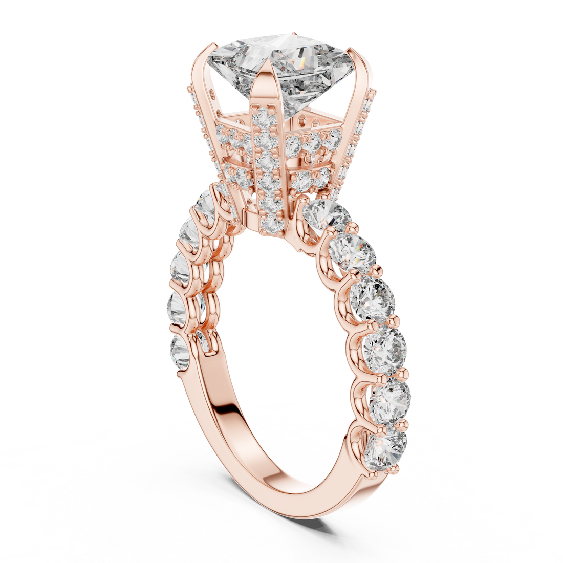 Princess-Cut 2-Ct Diamond Cathedral Ring in 14-KT White Gold