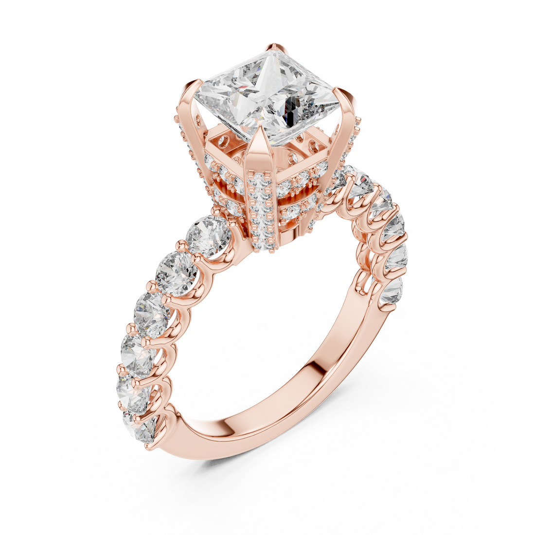 Princess-Cut 2-Ct Diamond Cathedral Ring in 14-KT White Gold