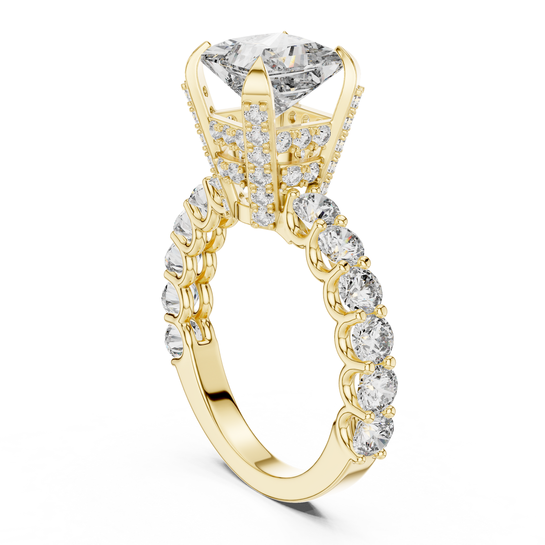 Princess-Cut 2-Ct Diamond Cathedral Ring in 14-KT White Gold