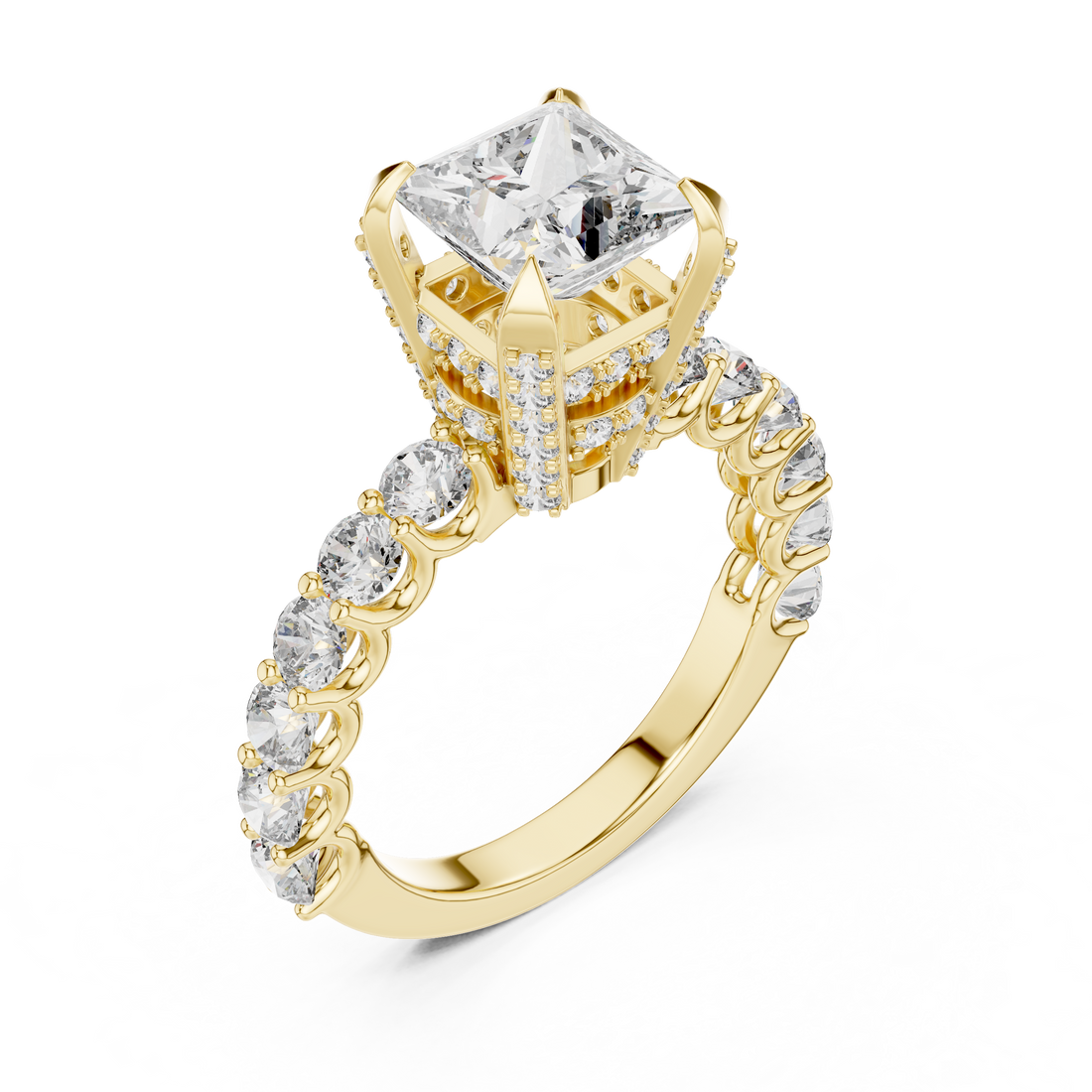Princess-Cut 2-Ct Diamond Cathedral Ring in 14-KT White Gold