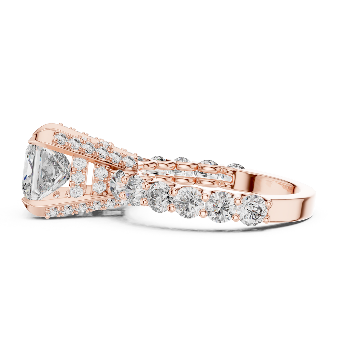 Princess-Cut 2-Ct Diamond Cathedral Ring in 14-KT White Gold
