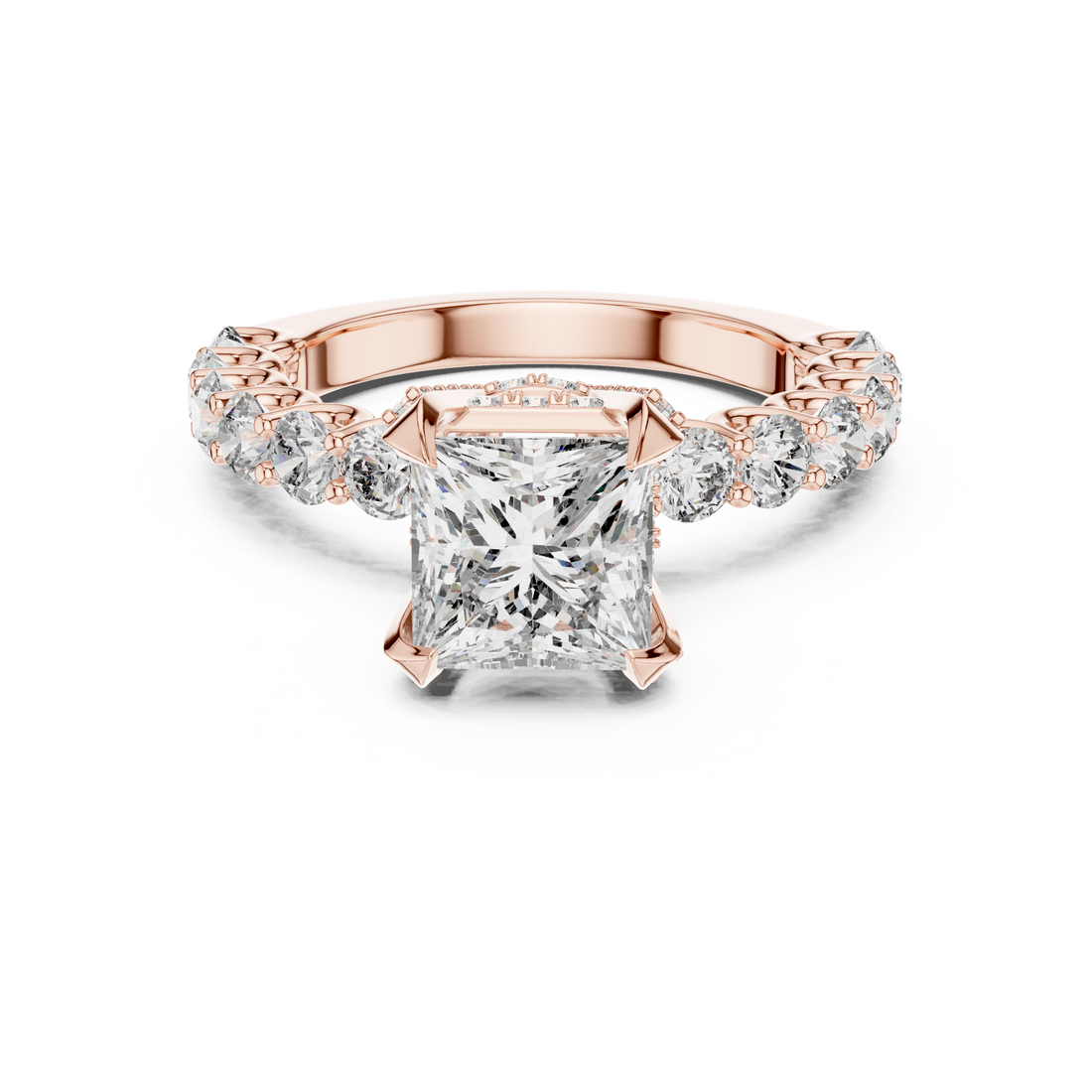Princess-Cut 2-Ct Diamond Cathedral Ring in 14-KT White Gold