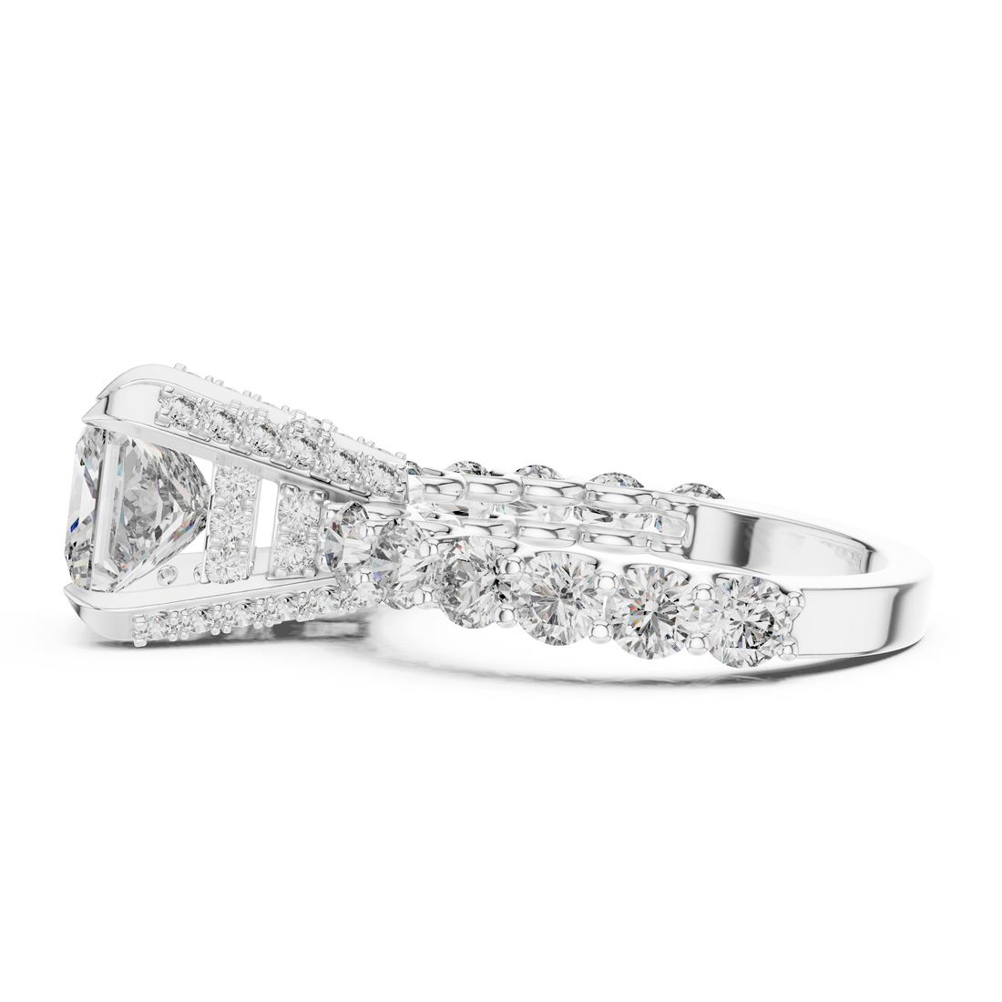 Princess-Cut 2-Ct Diamond Cathedral Ring in 14-KT White Gold