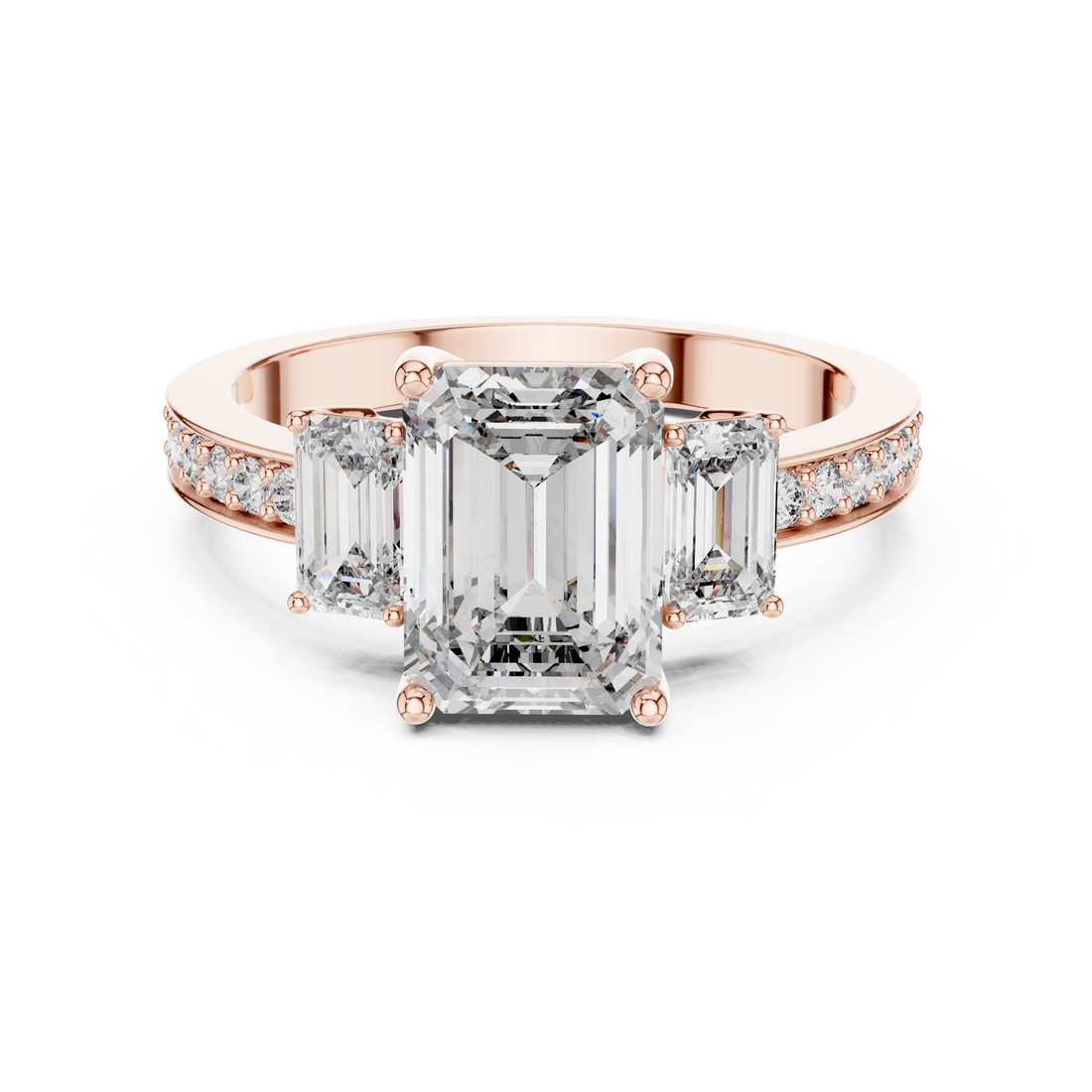 2-Ct Emerald-Cut Three-Stone Diamond Ring in 14-KT White Gold