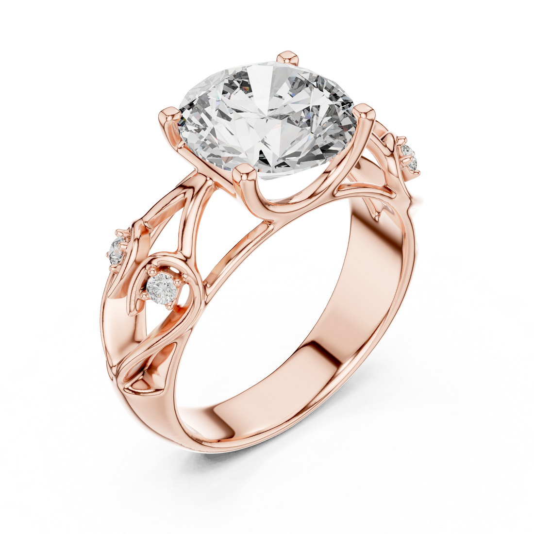 Enchanted Vine Solitaire 3.5-Ct Round Diamond Ring in 14-KT White Gold