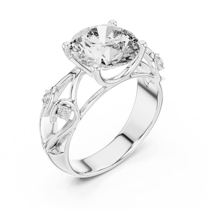 Enchanted Vine Solitaire 3.5-Ct Round Diamond Ring in 14-KT White Gold