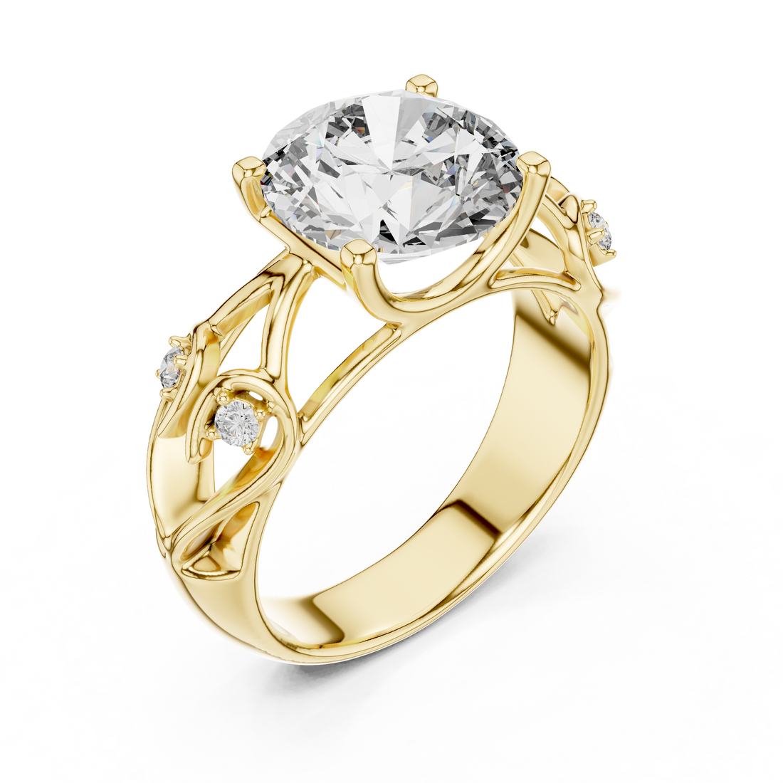 Enchanted Vine Solitaire 3.5-Ct Round Diamond Ring in 14-KT White Gold