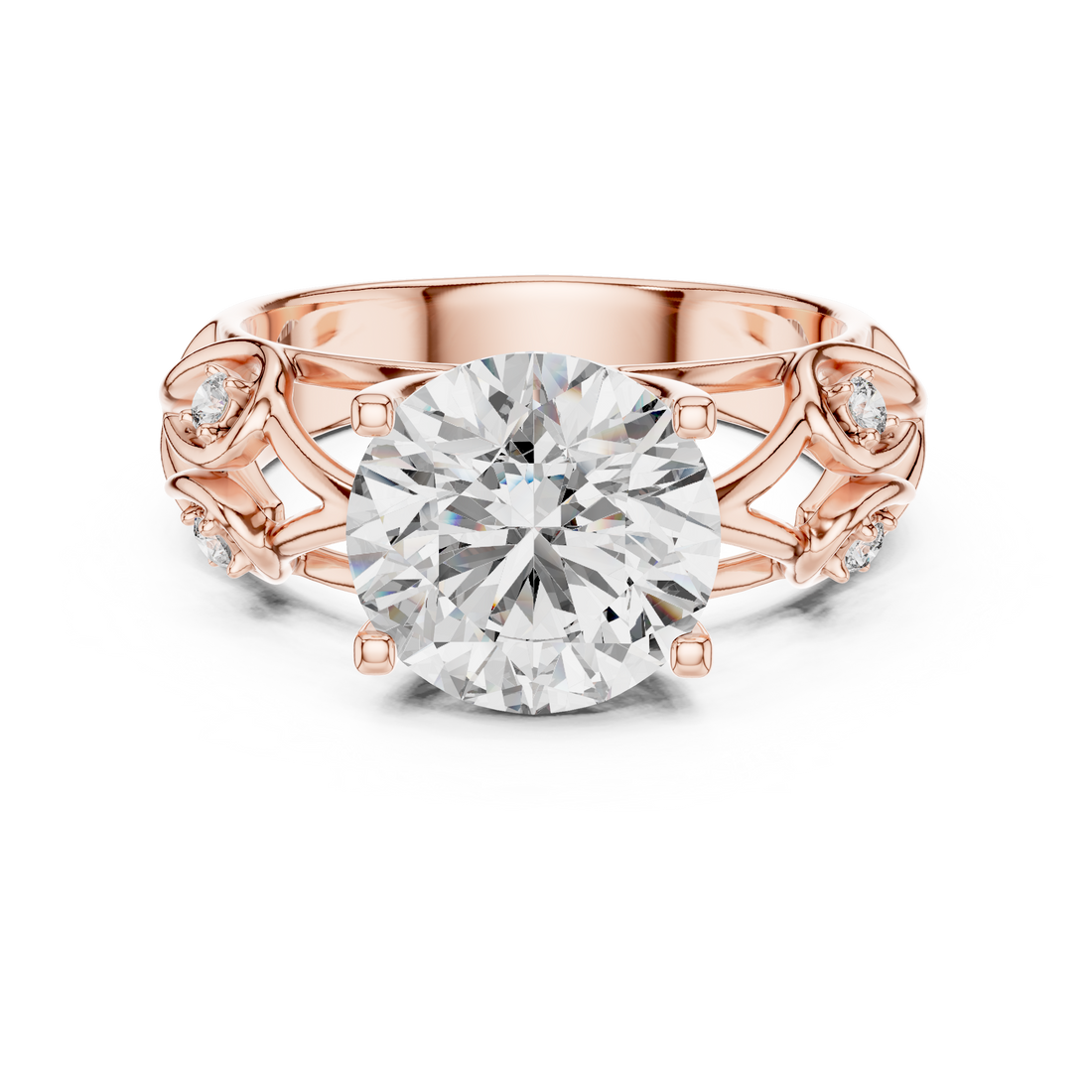 Enchanted Vine Solitaire 3.5-Ct Round Diamond Ring in 14-KT White Gold