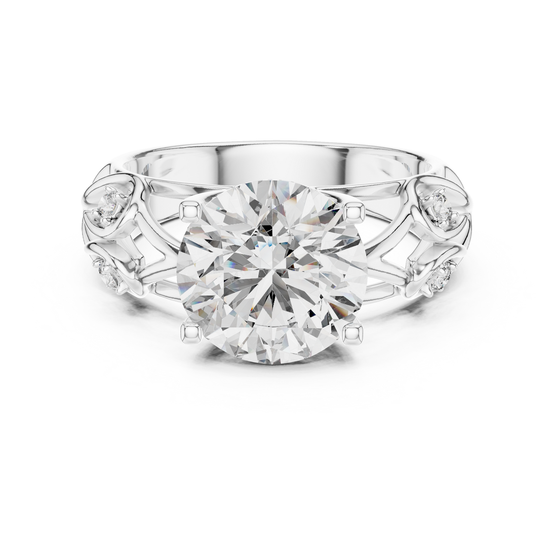 Enchanted Vine Solitaire 3.5-Ct Round Diamond Ring in 14-KT White Gold