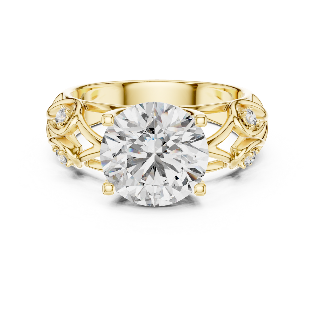 Enchanted Vine Solitaire 3.5-Ct Round Diamond Ring in 14-KT White Gold
