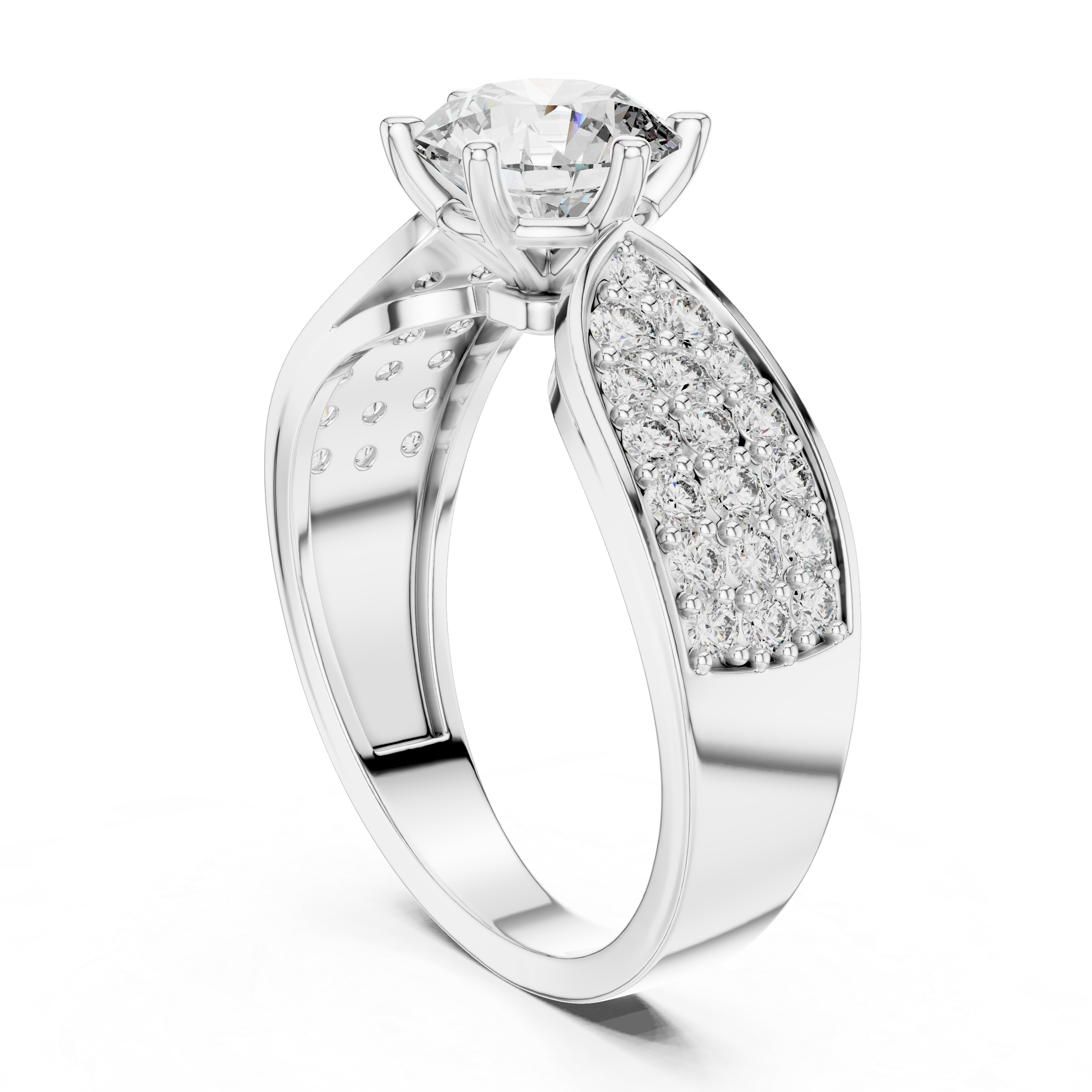 Diamond ring with a white background