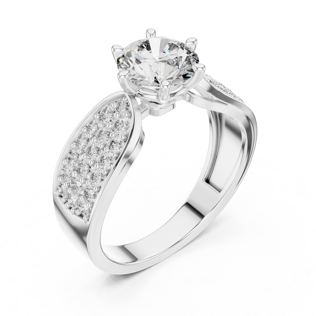 Elegant Six-Prong Solitaire 1-Ct Diamond Ring in 14-KT White Gold