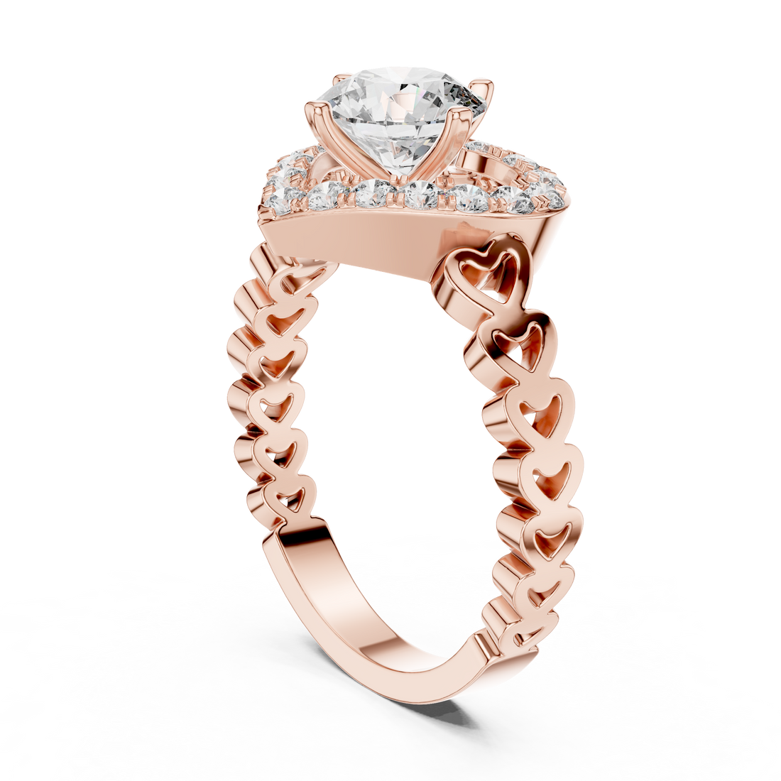 Heart-Shaped Halo 1-Ct Round Diamond Ring in 14-KT White Gold