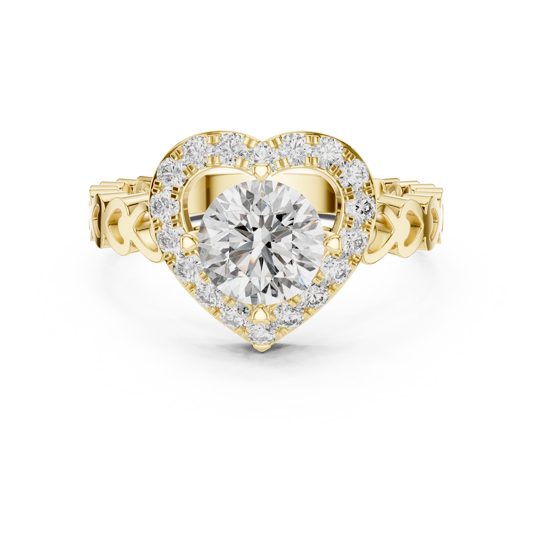 Heart-Shaped Halo 1-Ct Round Diamond Ring in 14-KT White Gold