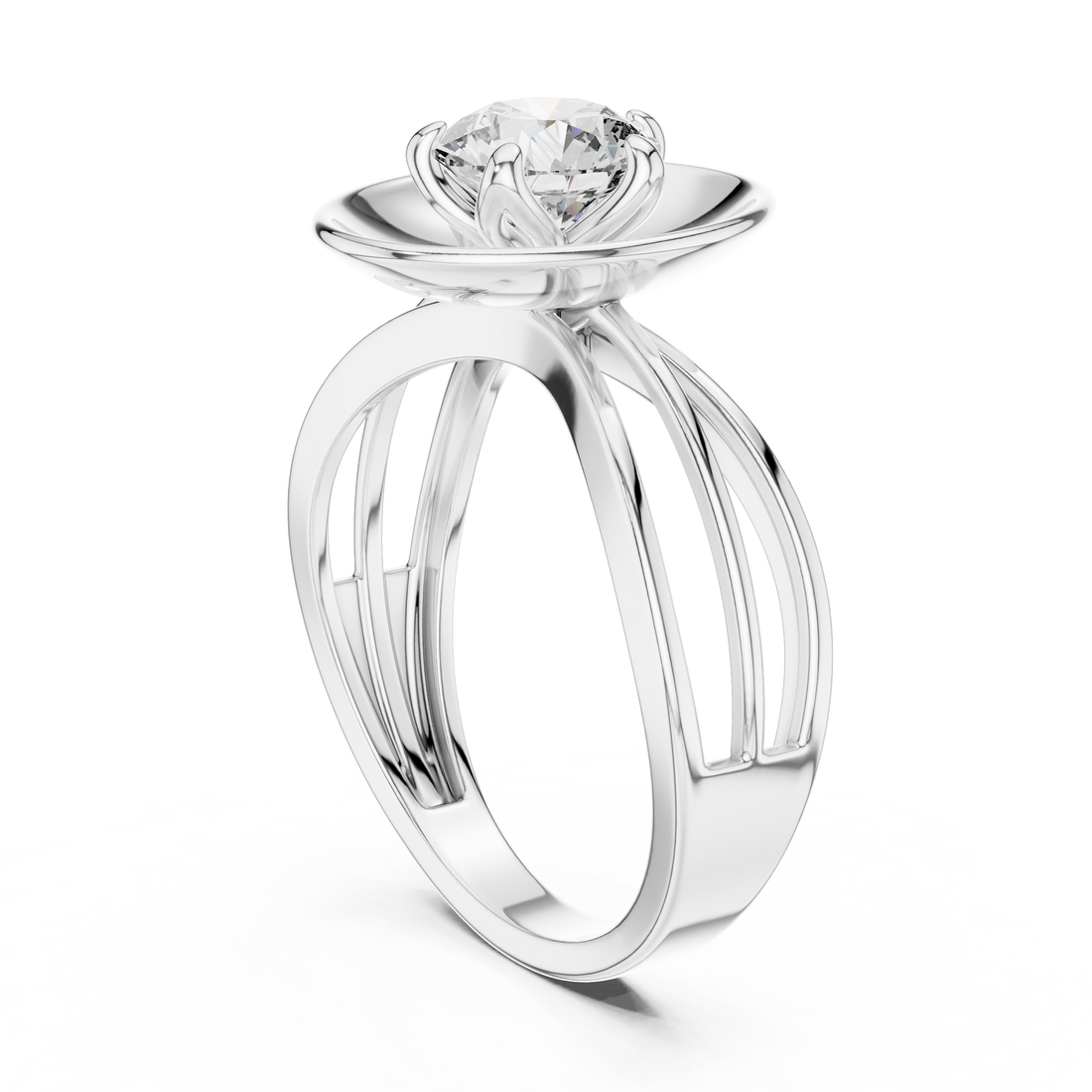 Modern Halo Solitaire 1-CT Diamond Ring in 14-KT White Gold